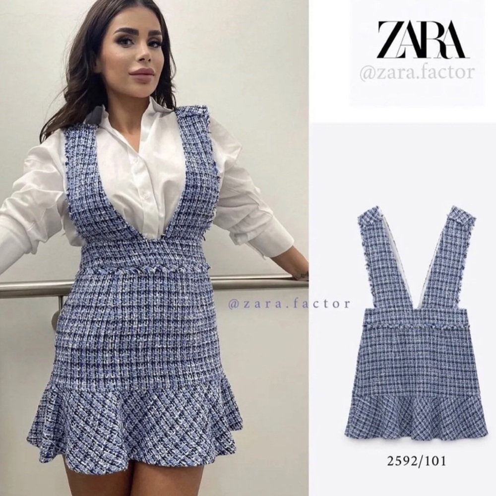 BNWT Zara tweed pinafore mini dress 
2592/101 size medium